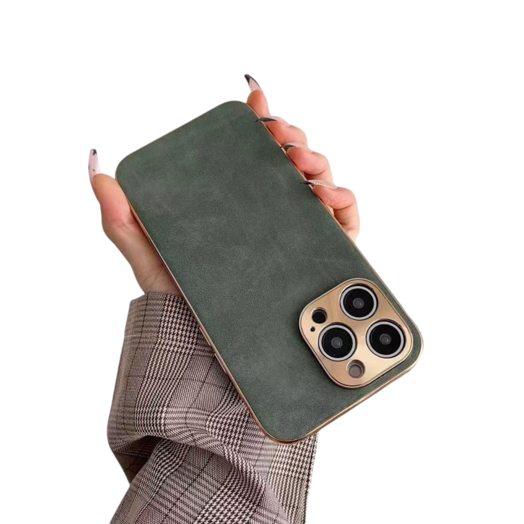 iPhone Hülle LuxShield aus Kunstleder in Grau-Grün